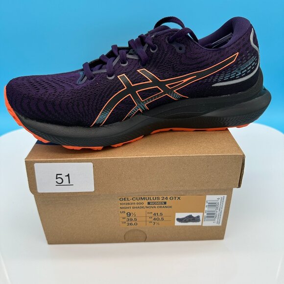 Asics Women's Gel Cumulus 24 GTX Running‎ Shoes, Size 9.5, Night Shade/Orange - Picture 11 of 11